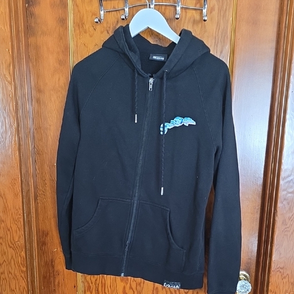 Pink Dolphin Black Zip-Up Hoodie with Logo - Picture 1 of 4